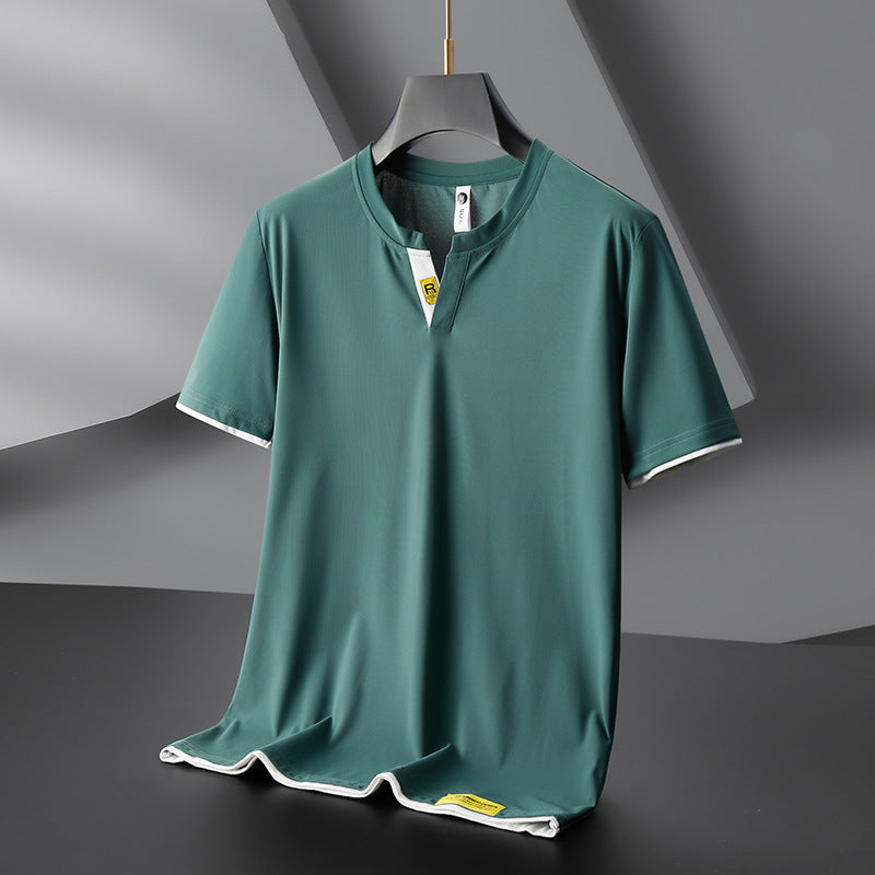 T-shirt per il collo di seta di ghiaccio di ghiaccio maschile