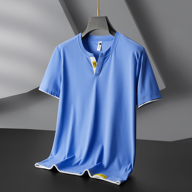 T-shirt per il collo di seta di ghiaccio di ghiaccio maschile