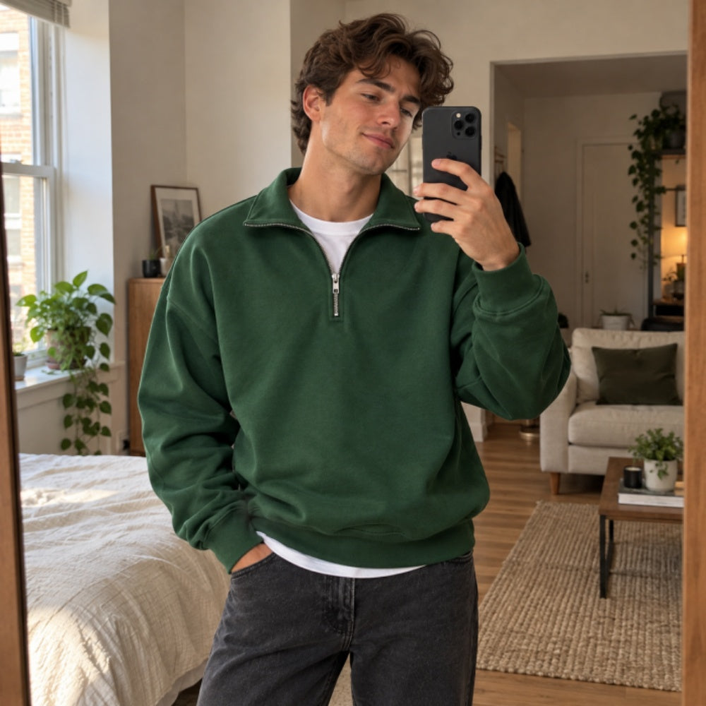 Men’s Casual Quarter-Zip Pullover Sweatshirt
