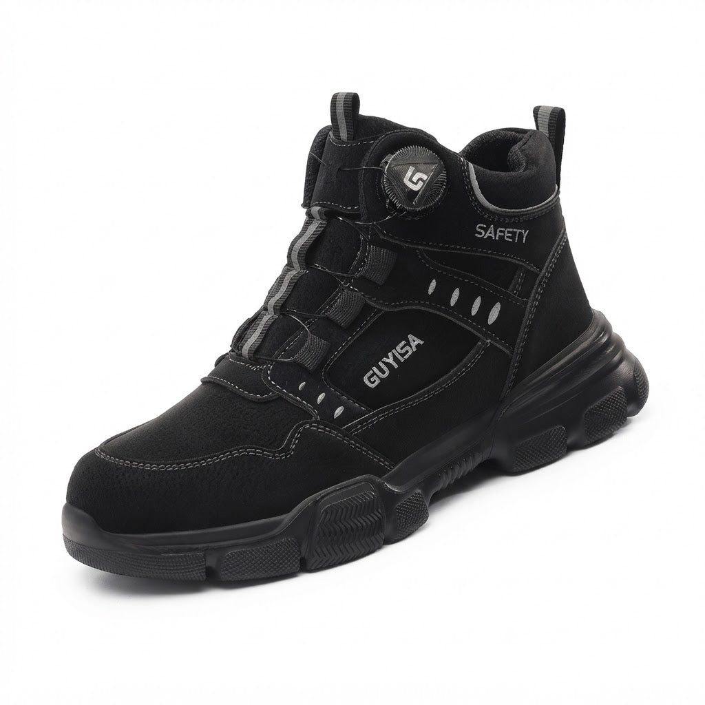 Men’s High-Top Safety Work Boots with Impact-Resistant Toe & Smart Dial