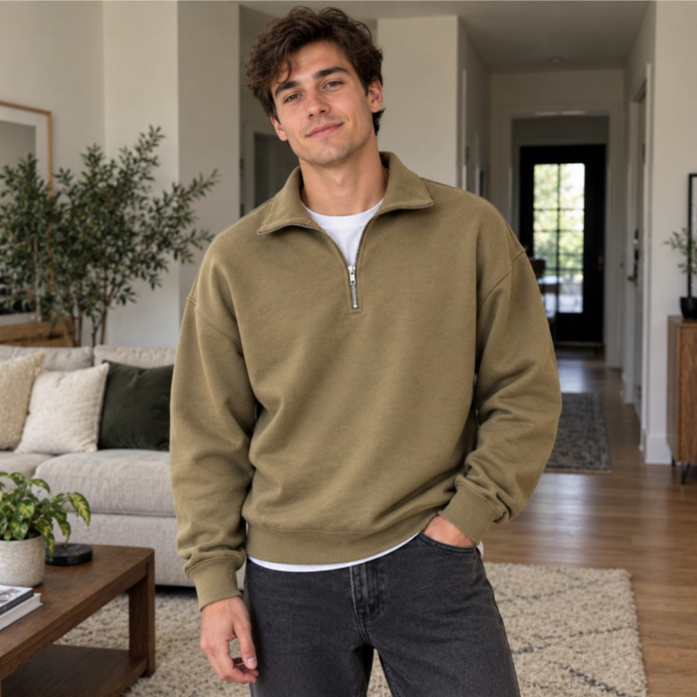Men’s Casual Quarter-Zip Pullover Sweatshirt