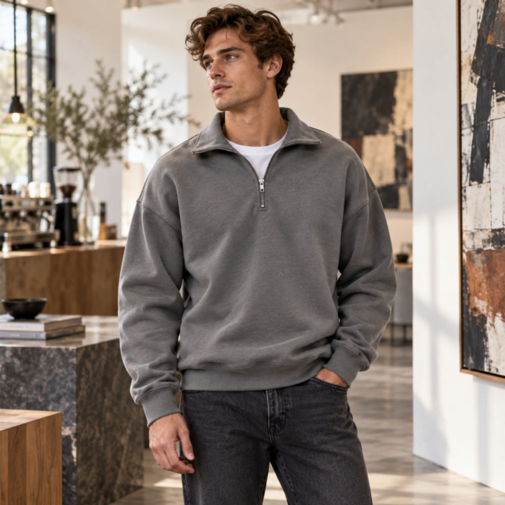Men’s Casual Quarter-Zip Pullover Sweatshirt