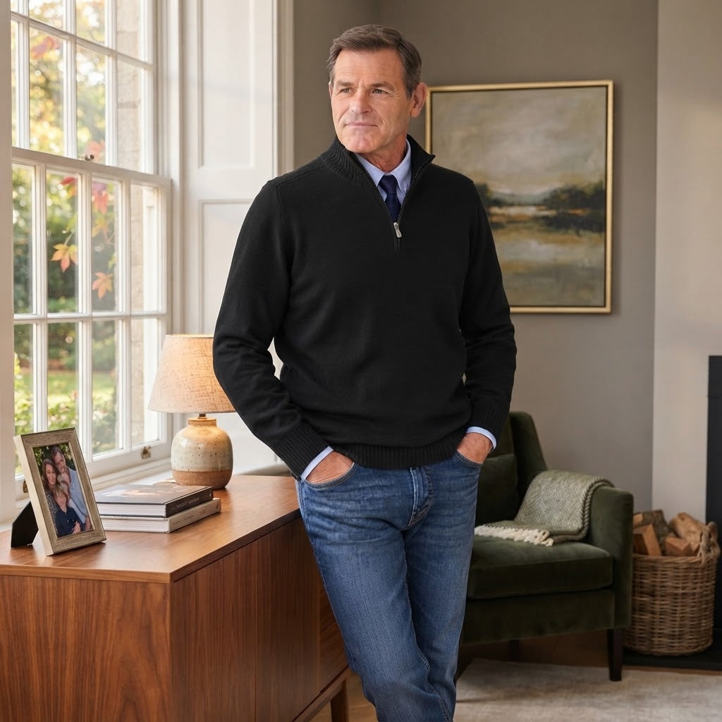 Men's Classic Quarter-Zip Knit Sweater