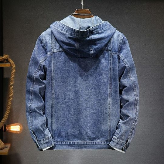 Men's Hooded Vintage Denim Jacket