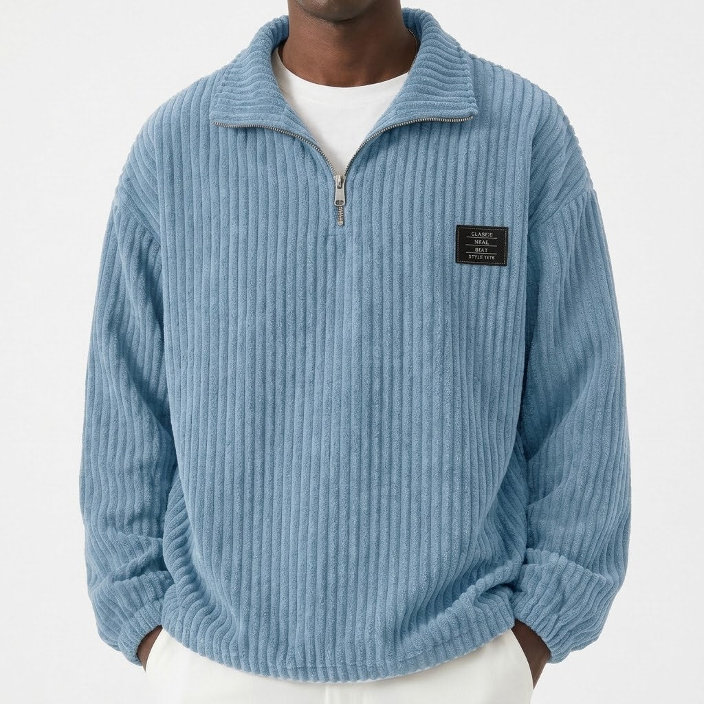 Men's Corduroy Half-Zip Pullover Sweatshirt