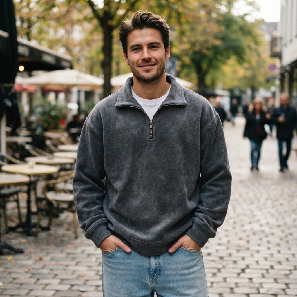 Men's Soft Fleece Quarter-Zip Pullover Sweatshirt
