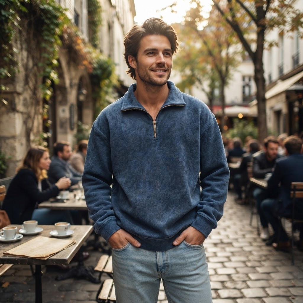 Men's Soft Fleece Quarter-Zip Pullover Sweatshirt
