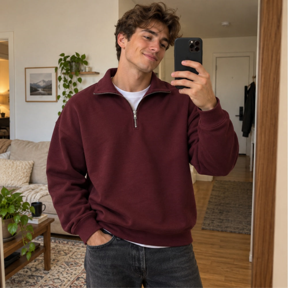 Men’s Casual Quarter-Zip Pullover Sweatshirt