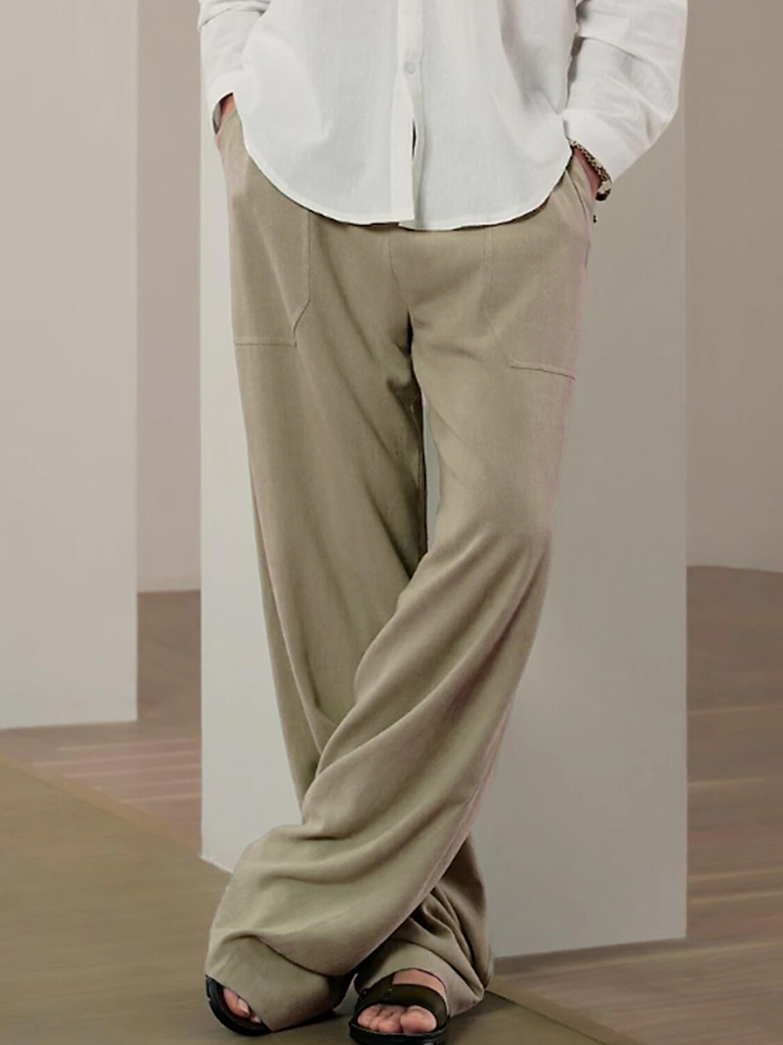 Men's Linen Pants Trousers Baggy Beach Pants