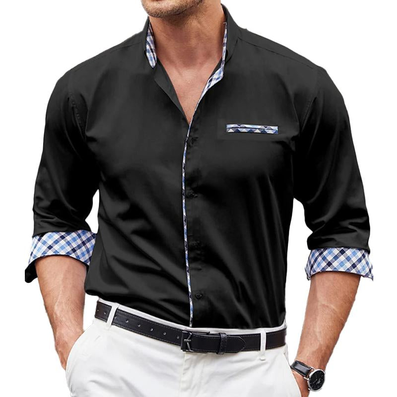 Men's Casual Contrast Button Long Sleeve Shirt