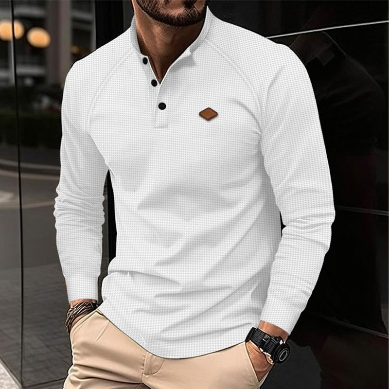 Männer lässig Waffel Henley Kragen Raglan Langarm T-Shirt