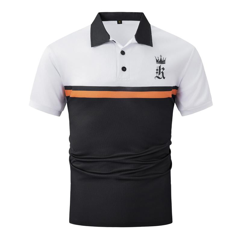 Men's Contrast Print Button Short Sleeve POLO Shirt