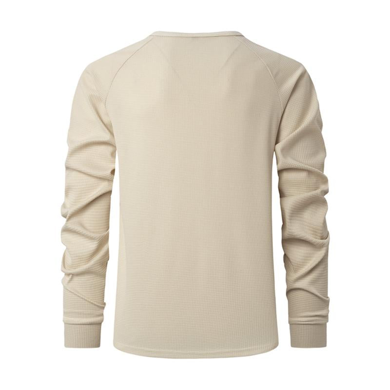 Männer lässig Waffel Henley Kragen Raglan Langarm T-Shirt