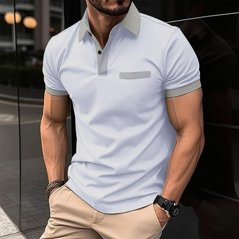 Bloc de couleur pour hommes Polo à manches courtes à manches décontractées