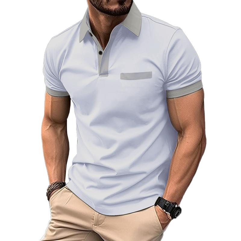 Bloc de couleur pour hommes Polo à manches courtes à manches décontractées