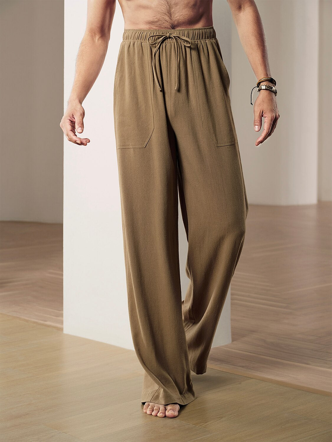 Men's Linen Pants Trousers Baggy Beach Pants