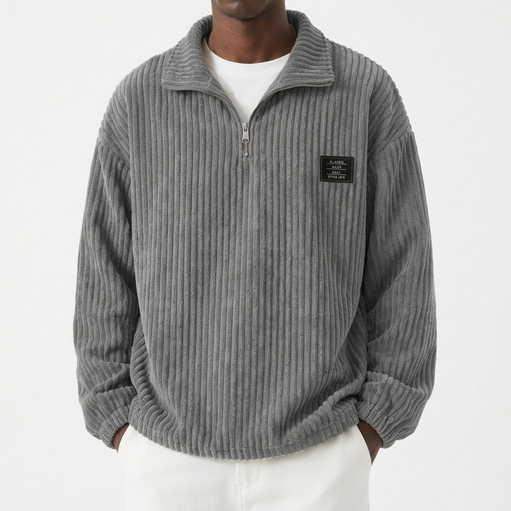 Men's Corduroy Half-Zip Pullover Sweatshirt
