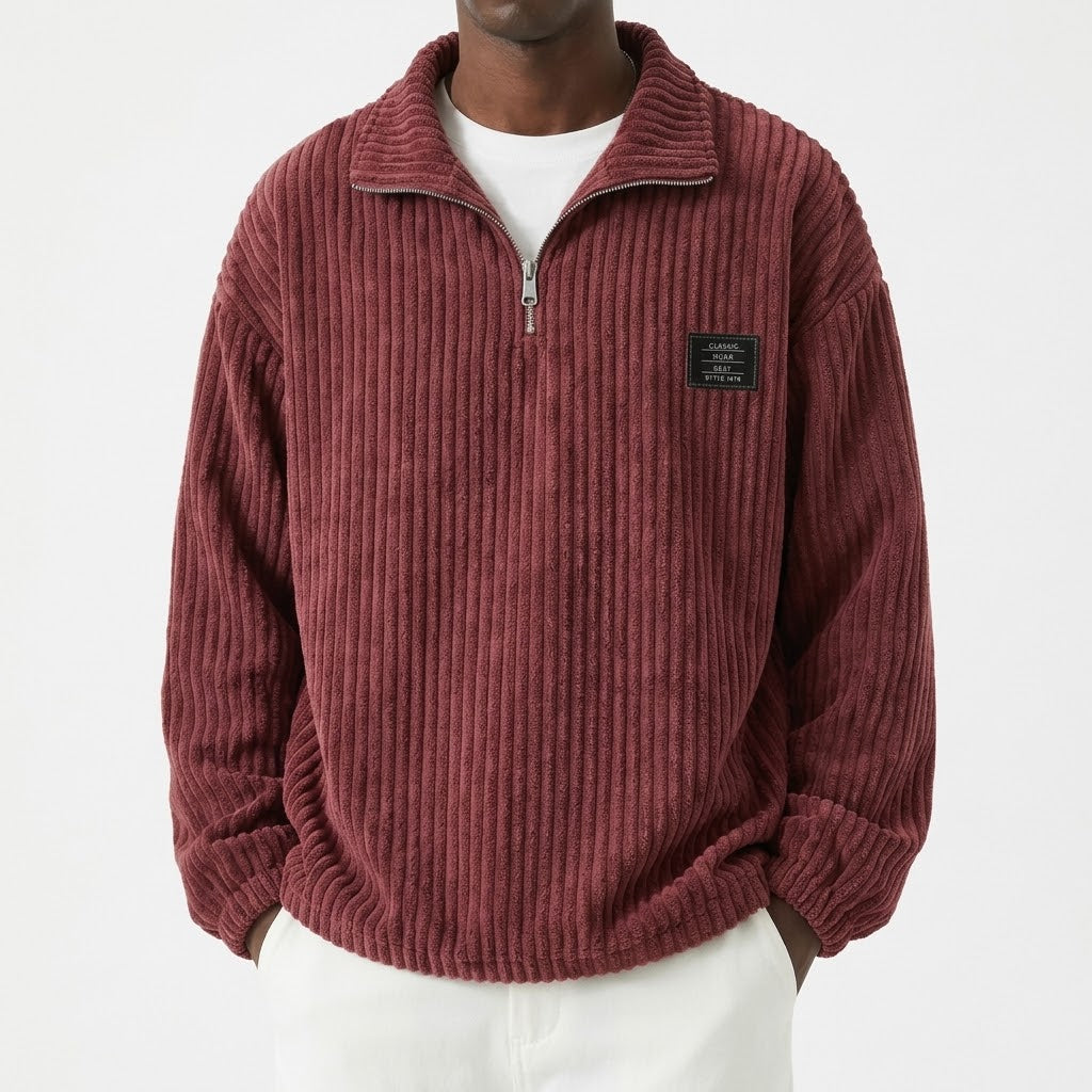 Men's Corduroy Half-Zip Pullover Sweatshirt