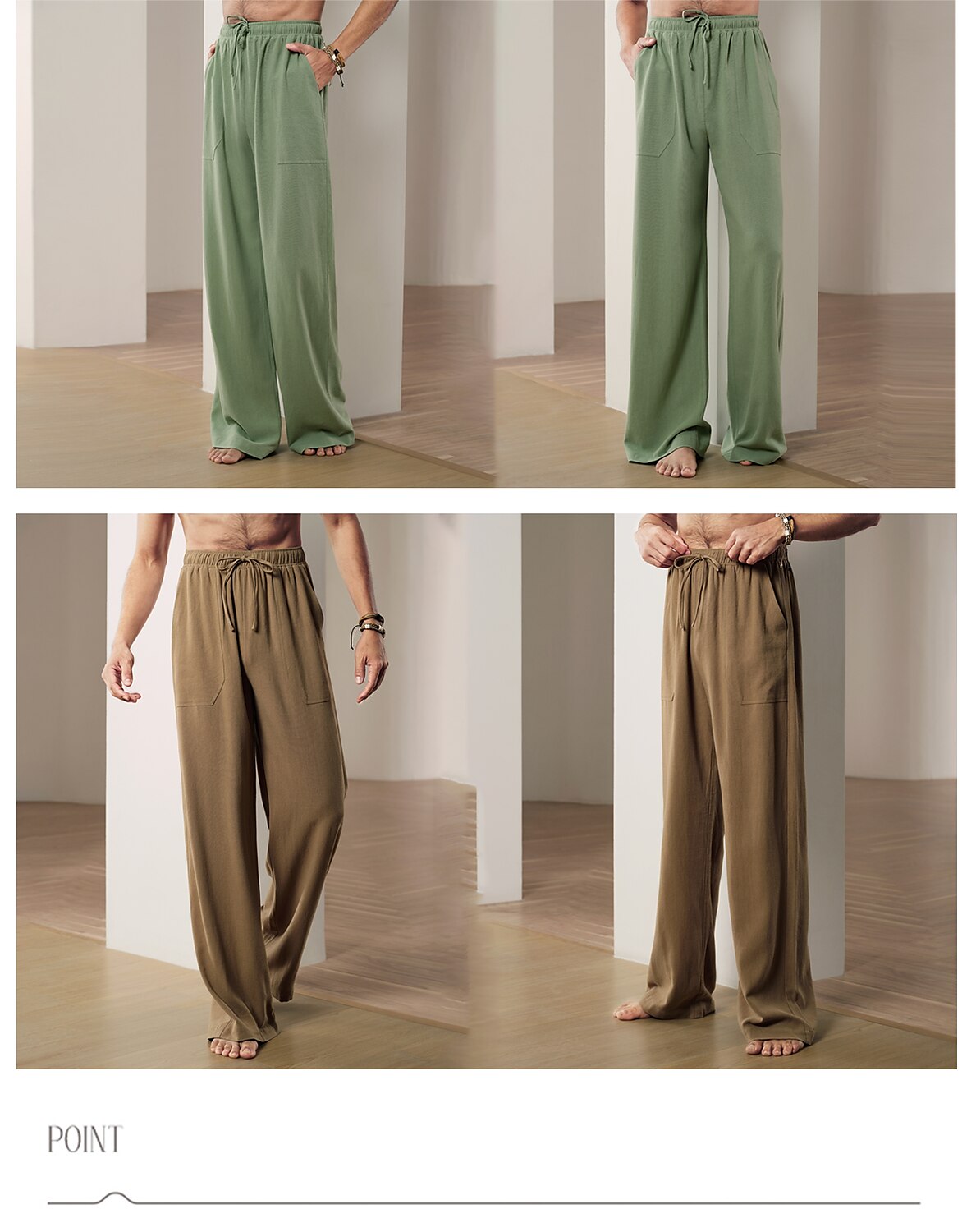 Men's Linen Pants Trousers Baggy Beach Pants