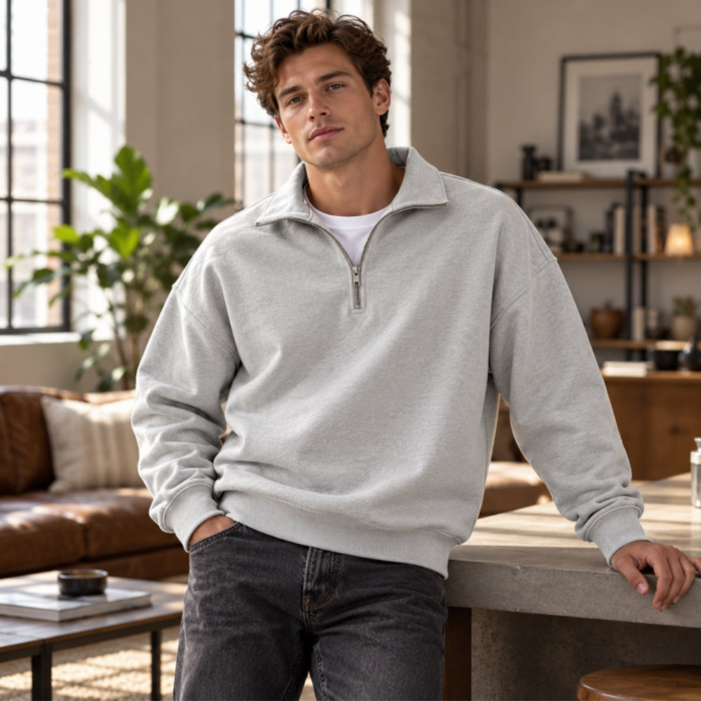 Men’s Casual Quarter-Zip Pullover Sweatshirt