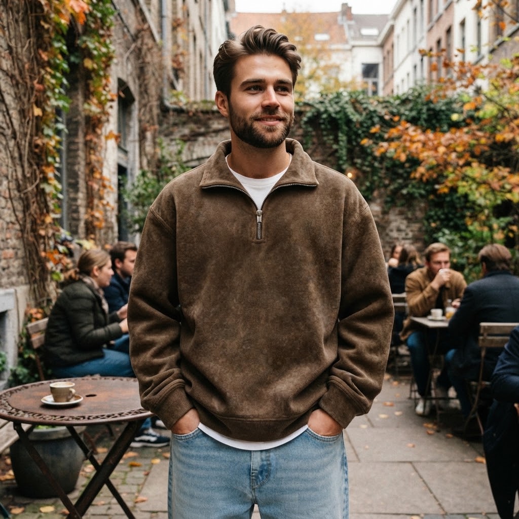 Men's Soft Fleece Quarter-Zip Pullover Sweatshirt