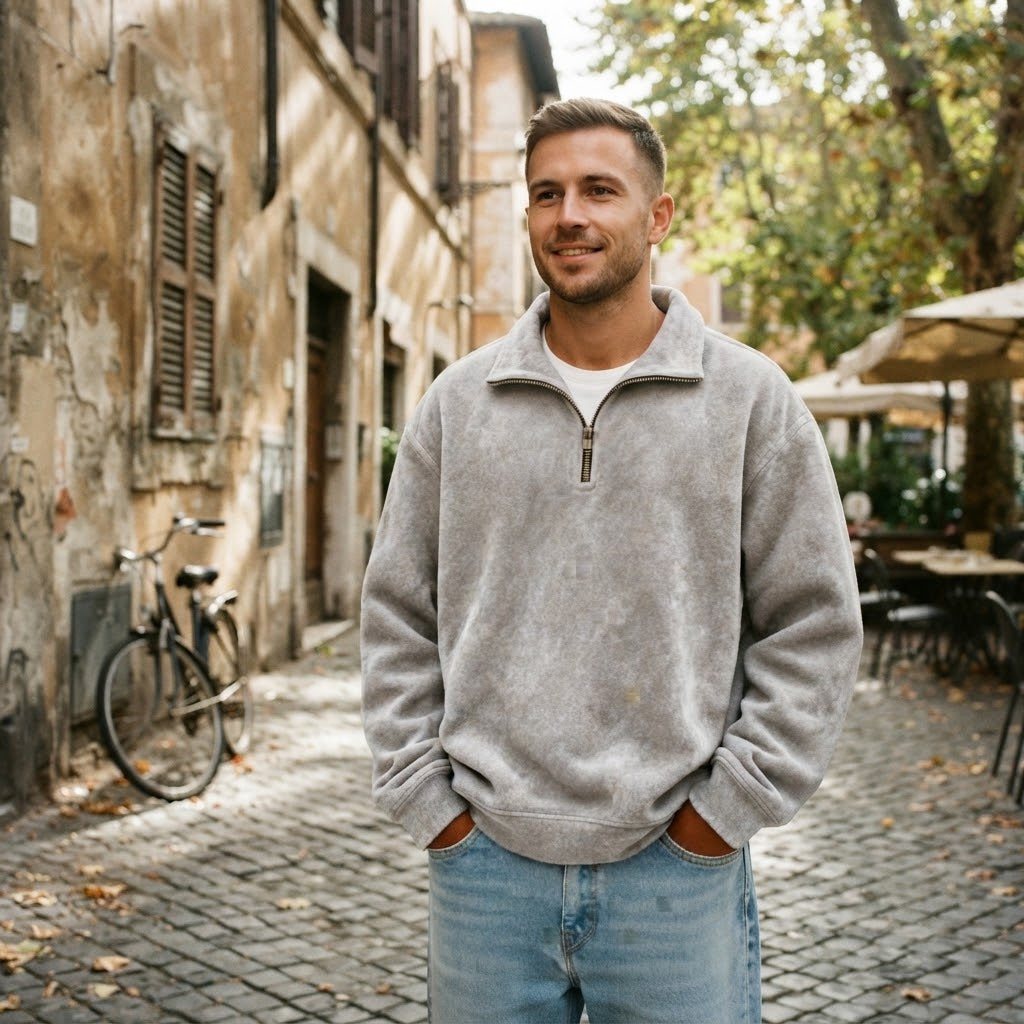 Men's Soft Fleece Quarter-Zip Pullover Sweatshirt