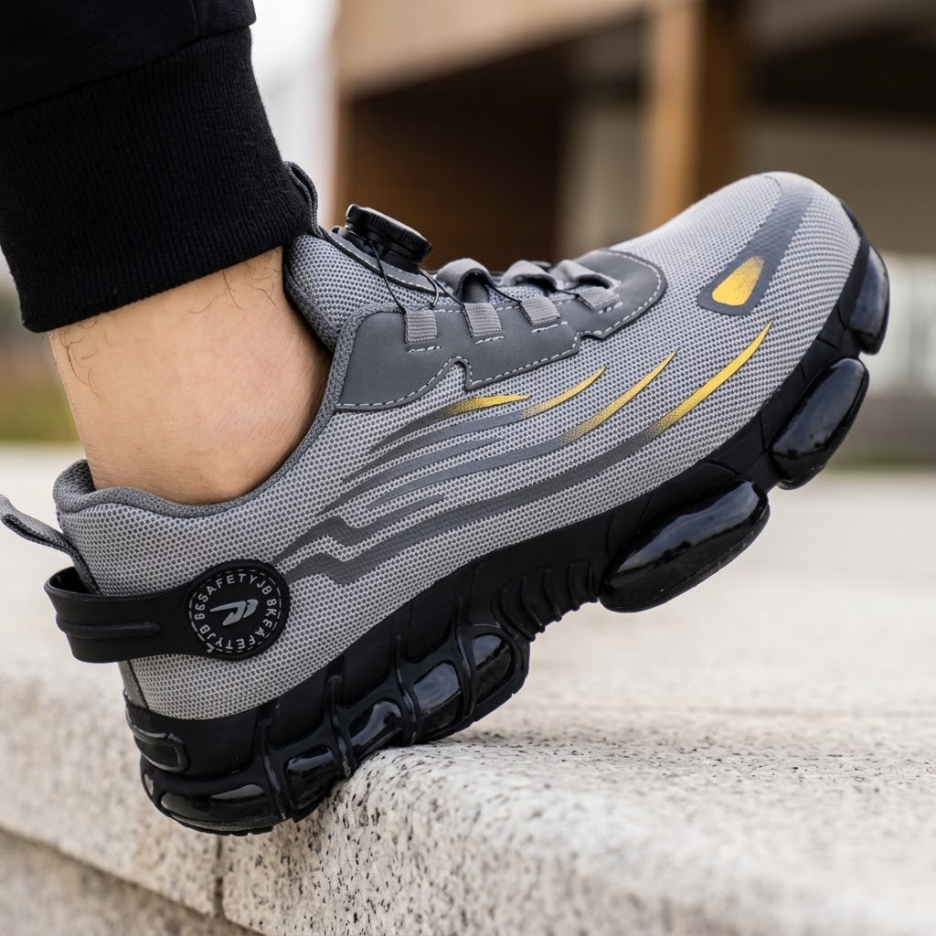 Men's Lightweight Safety Work Shoes with Impact-Resistant Toe