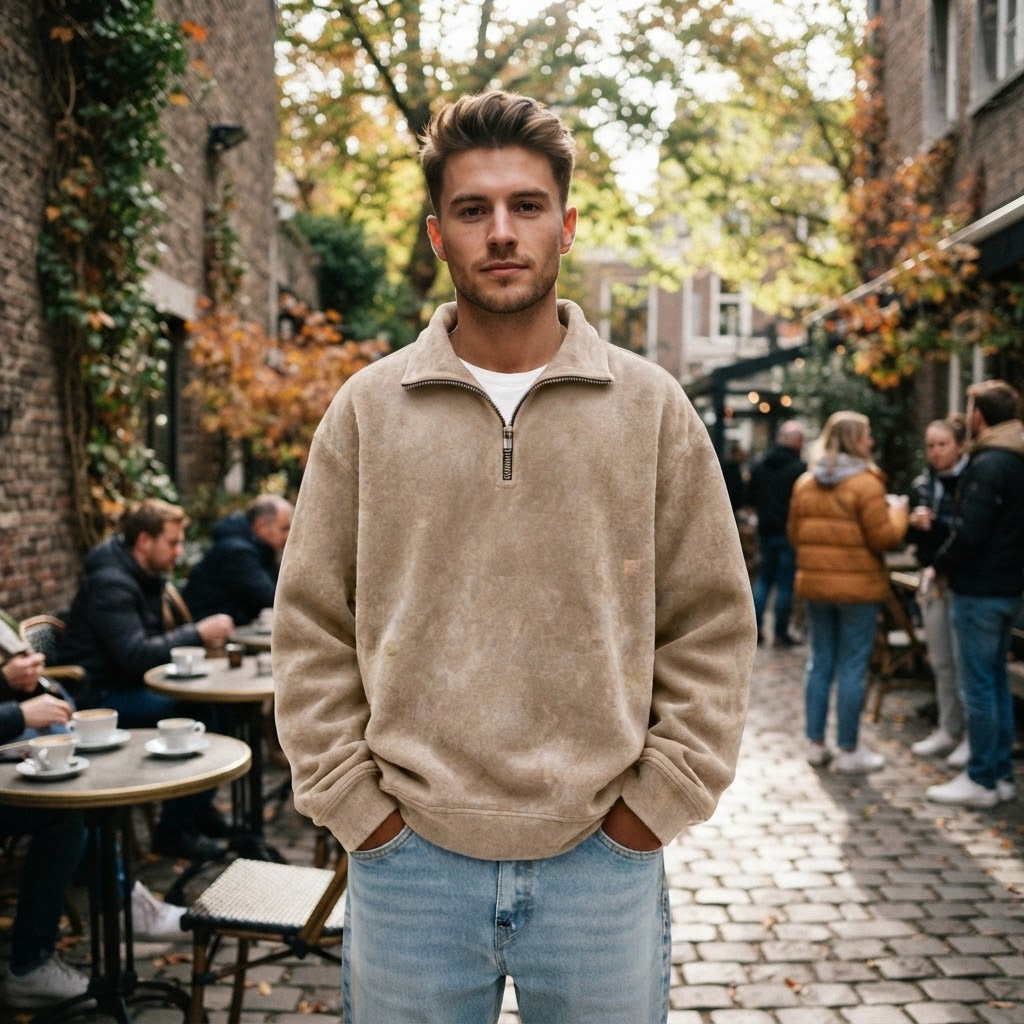 Men's Soft Fleece Quarter-Zip Pullover Sweatshirt