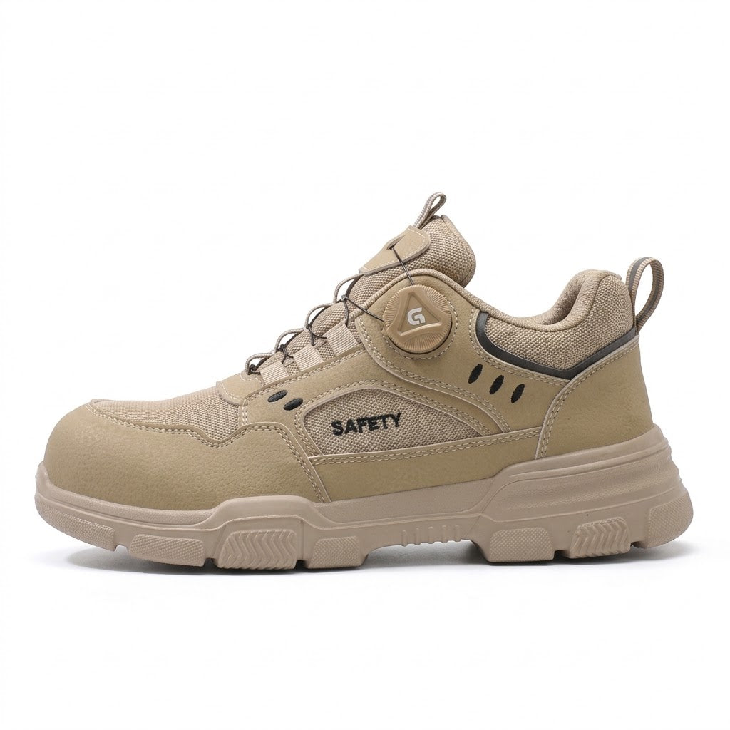Men's lightweight khaki safety work shoes with smart dial closure - image 1