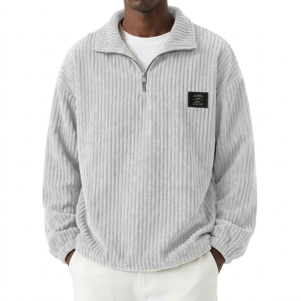 Men's Corduroy Half-Zip Pullover Sweatshirt