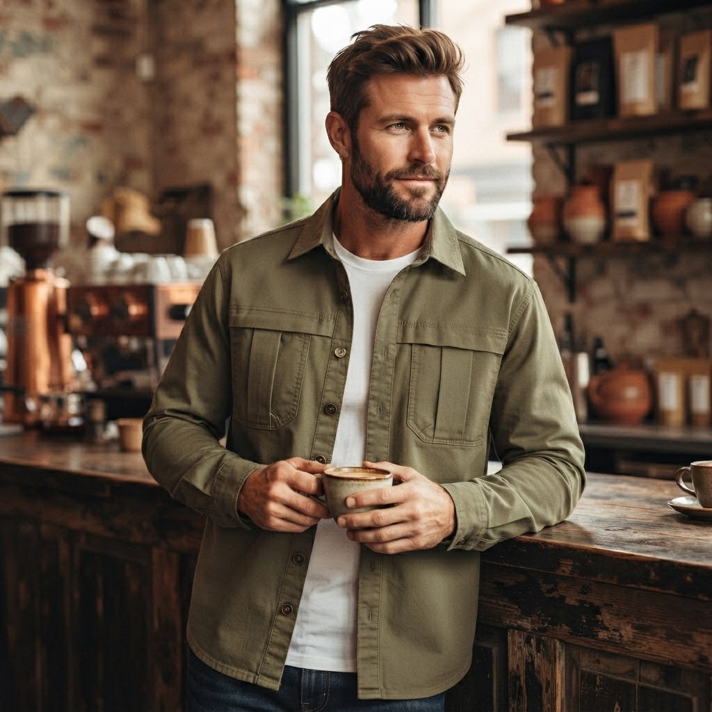 Men’s Washed Cotton Utility Shirt Jacket