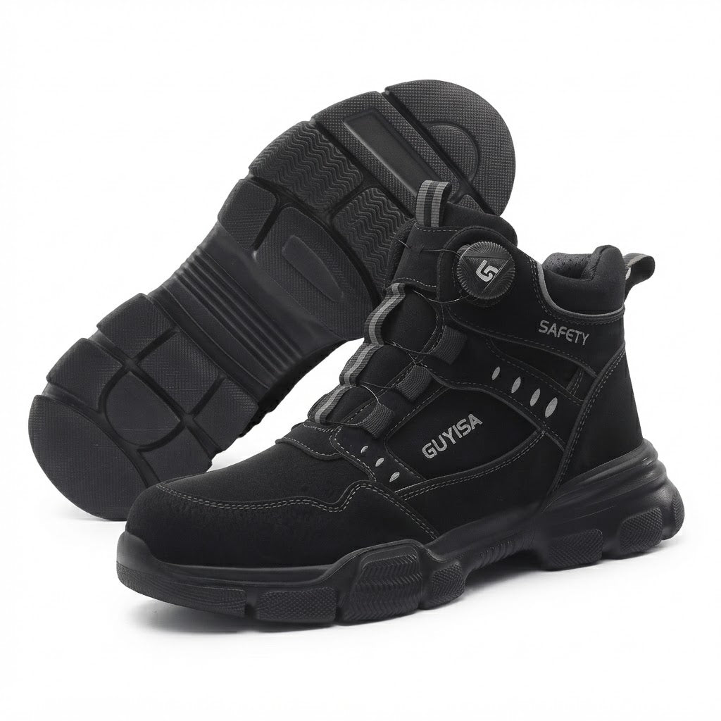 Men’s High-Top Safety Work Boots with Impact-Resistant Toe & Smart Dial
