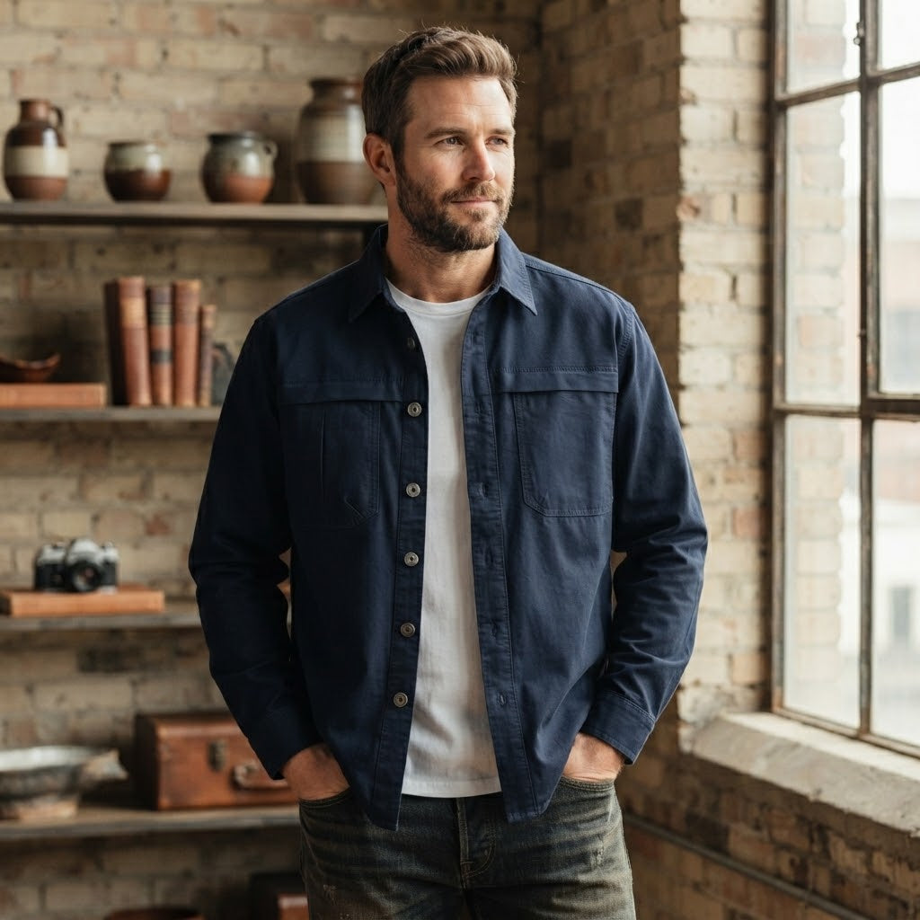 Men’s Washed Cotton Utility Shirt Jacket