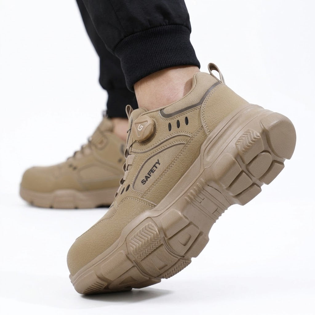 Men's lightweight khaki safety work shoes with smart dial closure - image 2