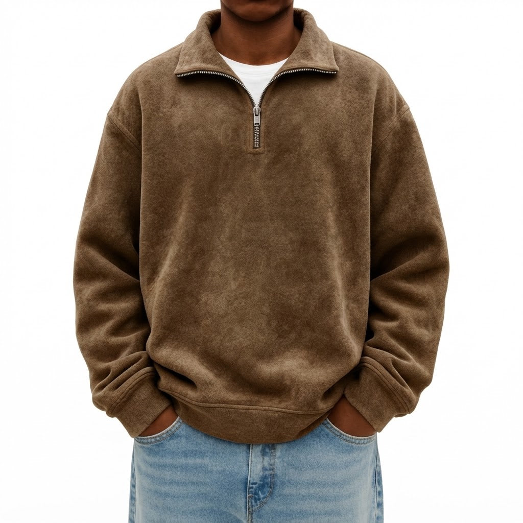 Men's Soft Fleece Quarter-Zip Pullover Sweatshirt