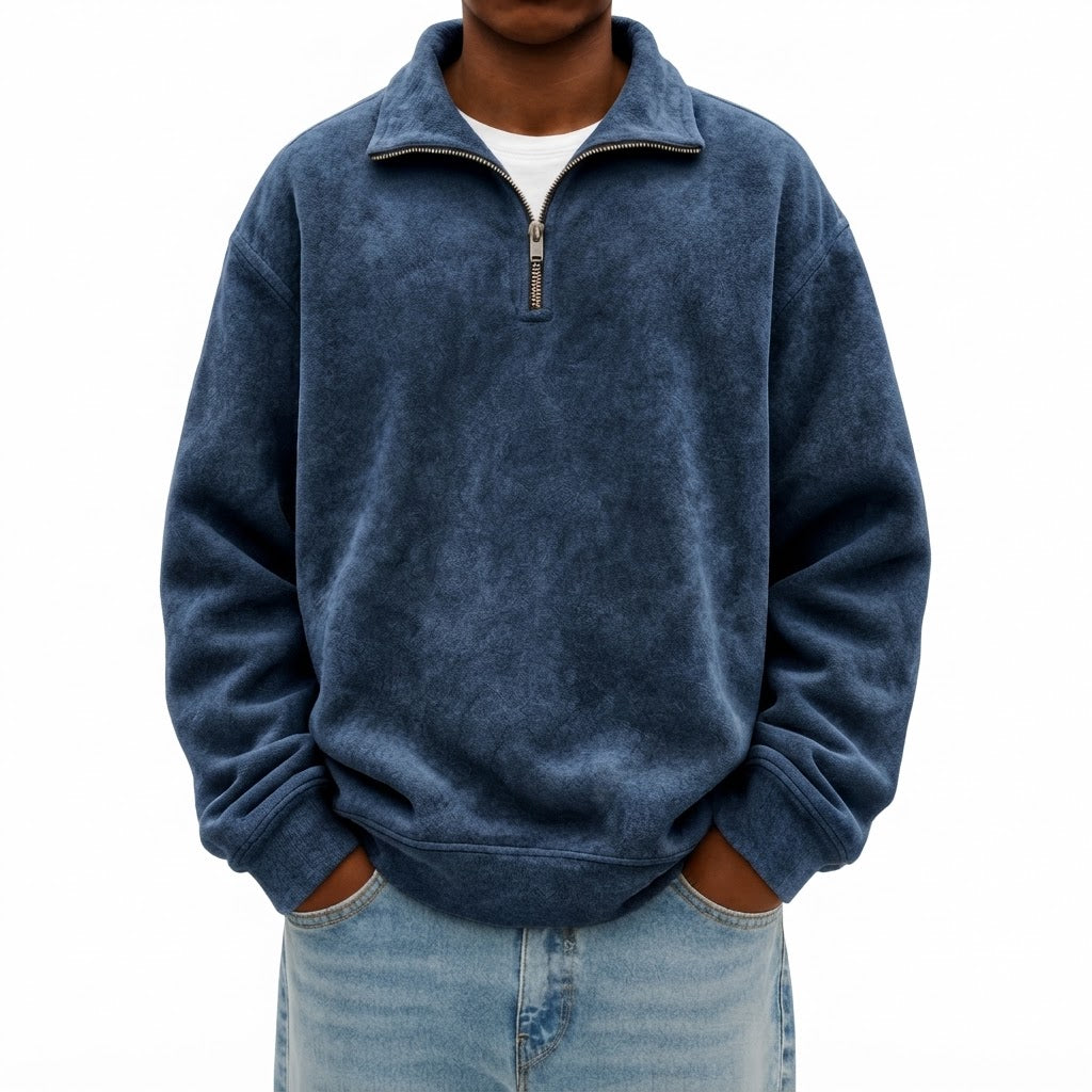 Men's Soft Fleece Quarter-Zip Pullover Sweatshirt