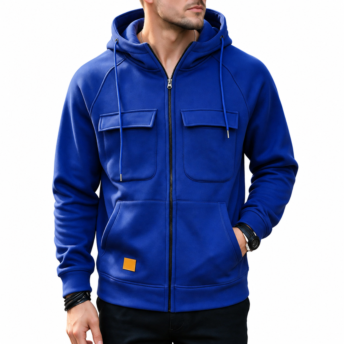 Men’s Utility Full-Zip Hoodie with Flap Chest Pockets