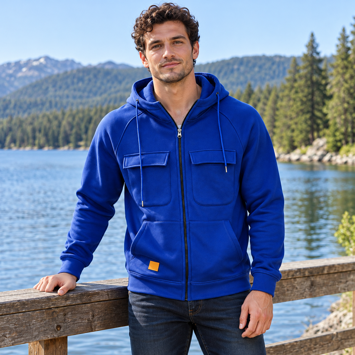 Men’s Utility Full-Zip Hoodie with Flap Chest Pockets