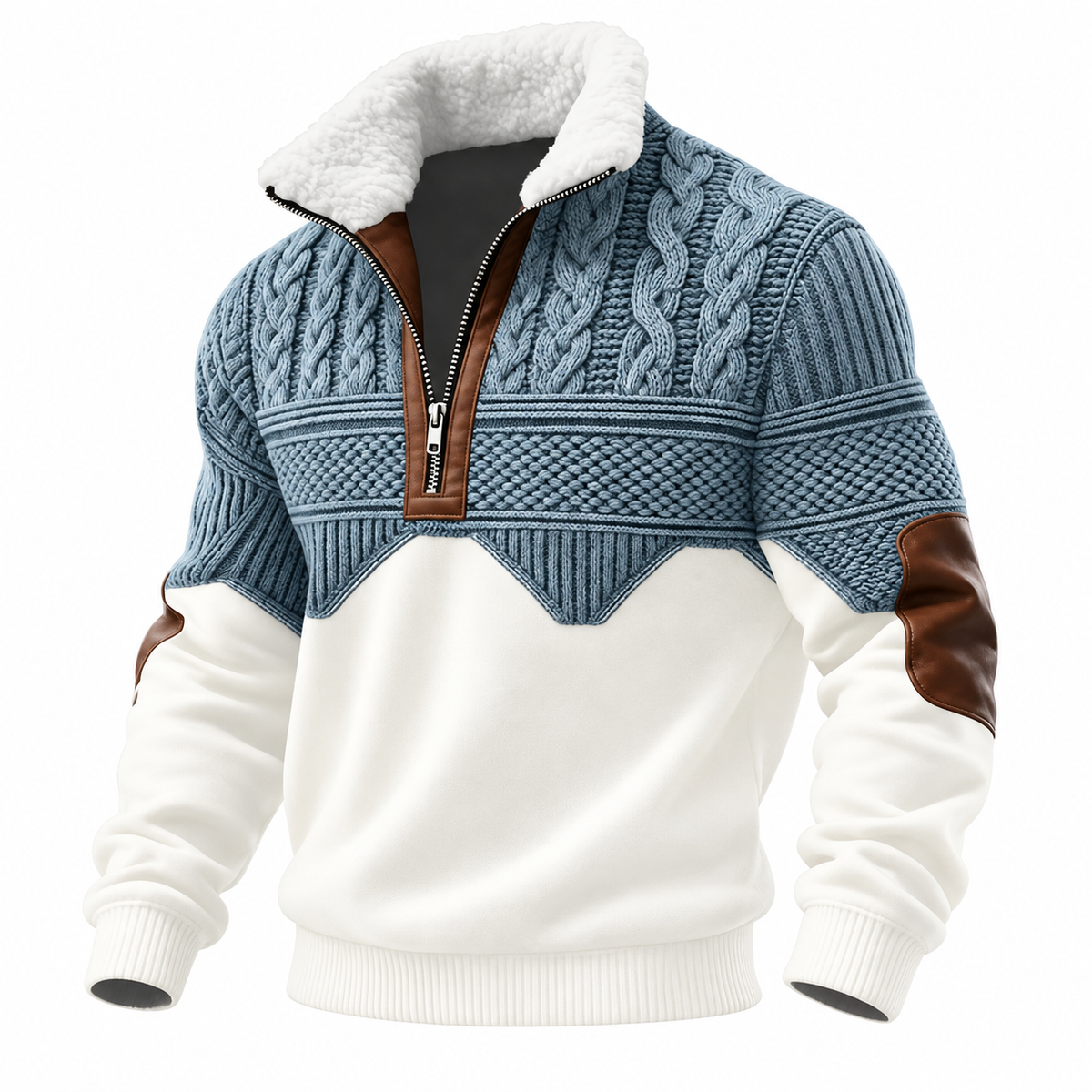Men's Colorblock Cable Knit Half-Zip Sweater