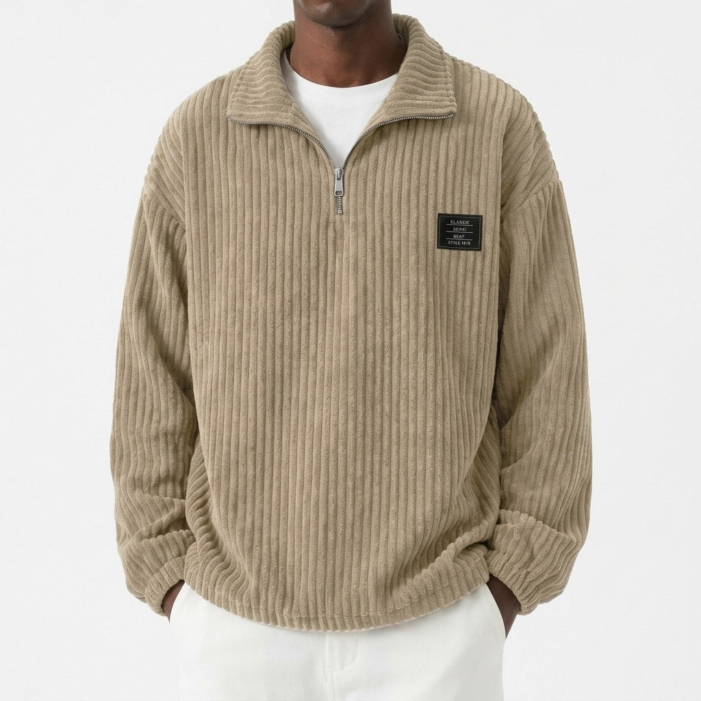 Men's Corduroy Half-Zip Pullover Sweatshirt