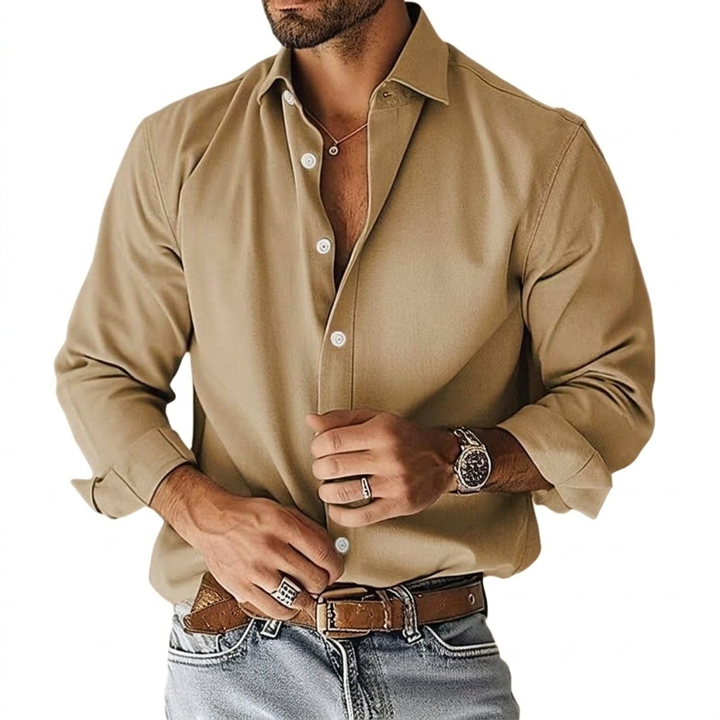 Men's Classic Solid Long-Sleeve Shirt