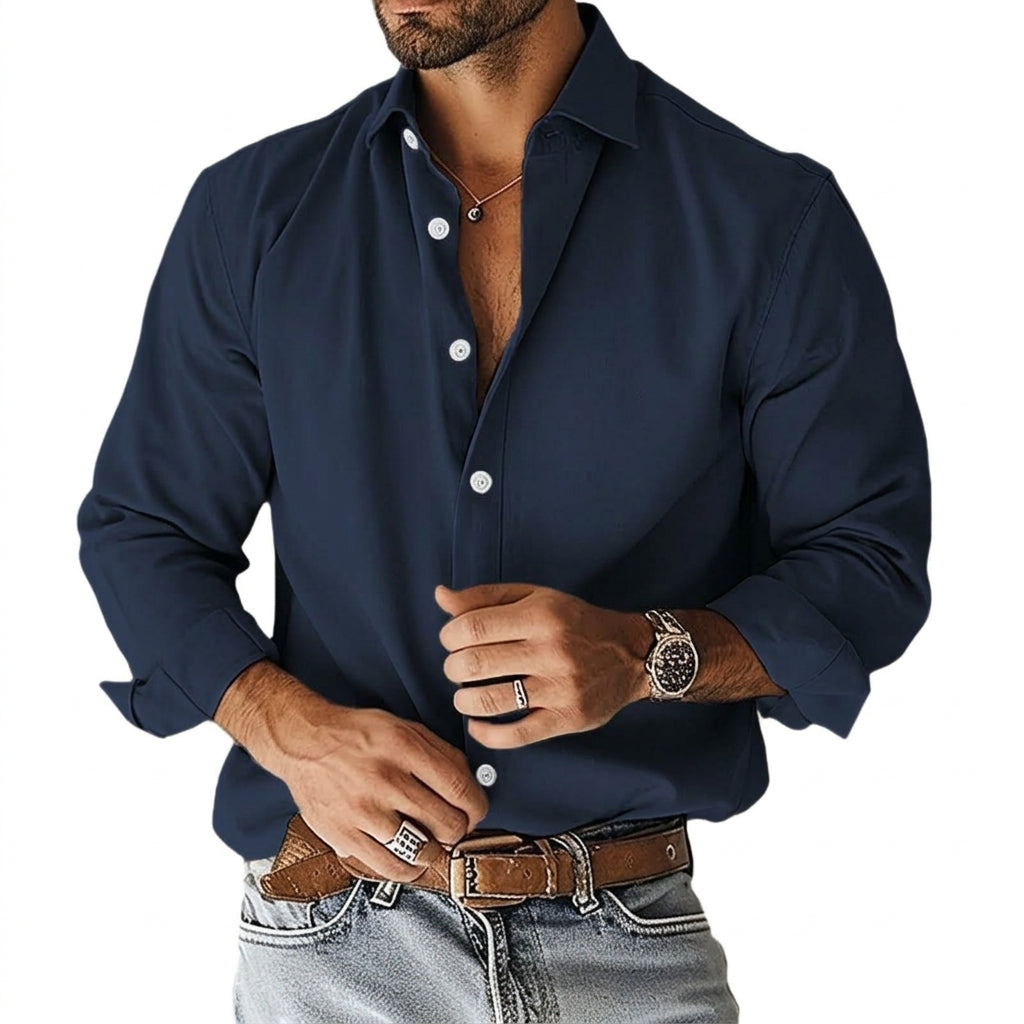 Men's Classic Solid Long-Sleeve Shirt