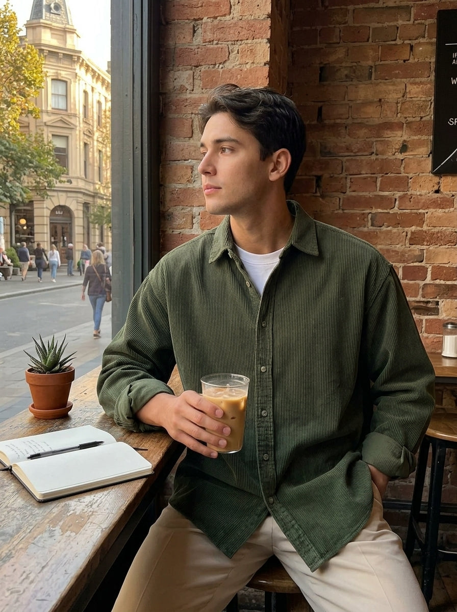 Men's Stylish Corduroy Urban Casual Daily Long-Sleeved Shirt