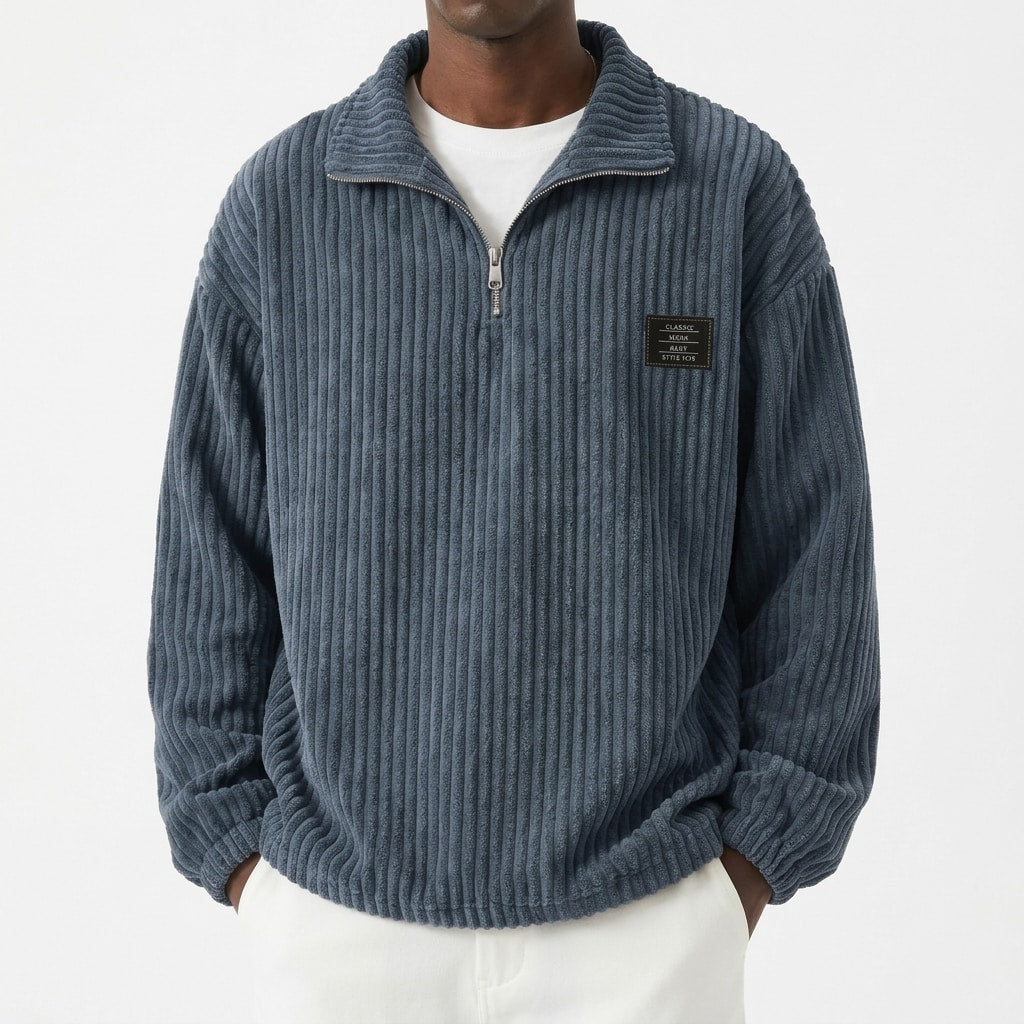 Men's Corduroy Half-Zip Pullover Sweatshirt