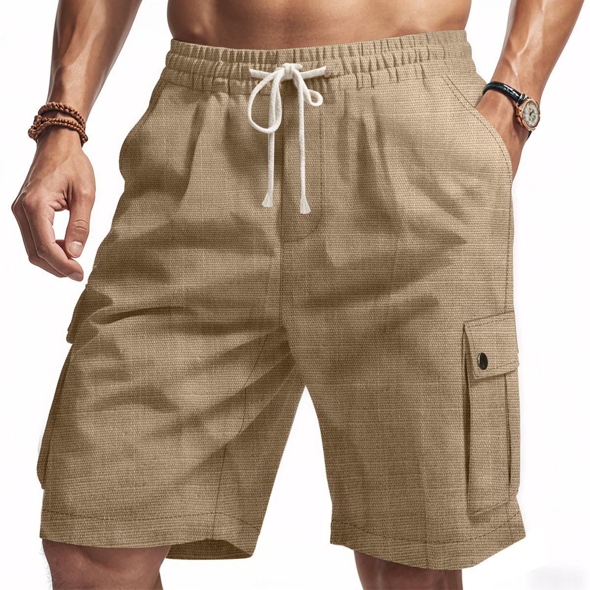 Men's Casual Breathable Linen-Blend Cargo Shorts