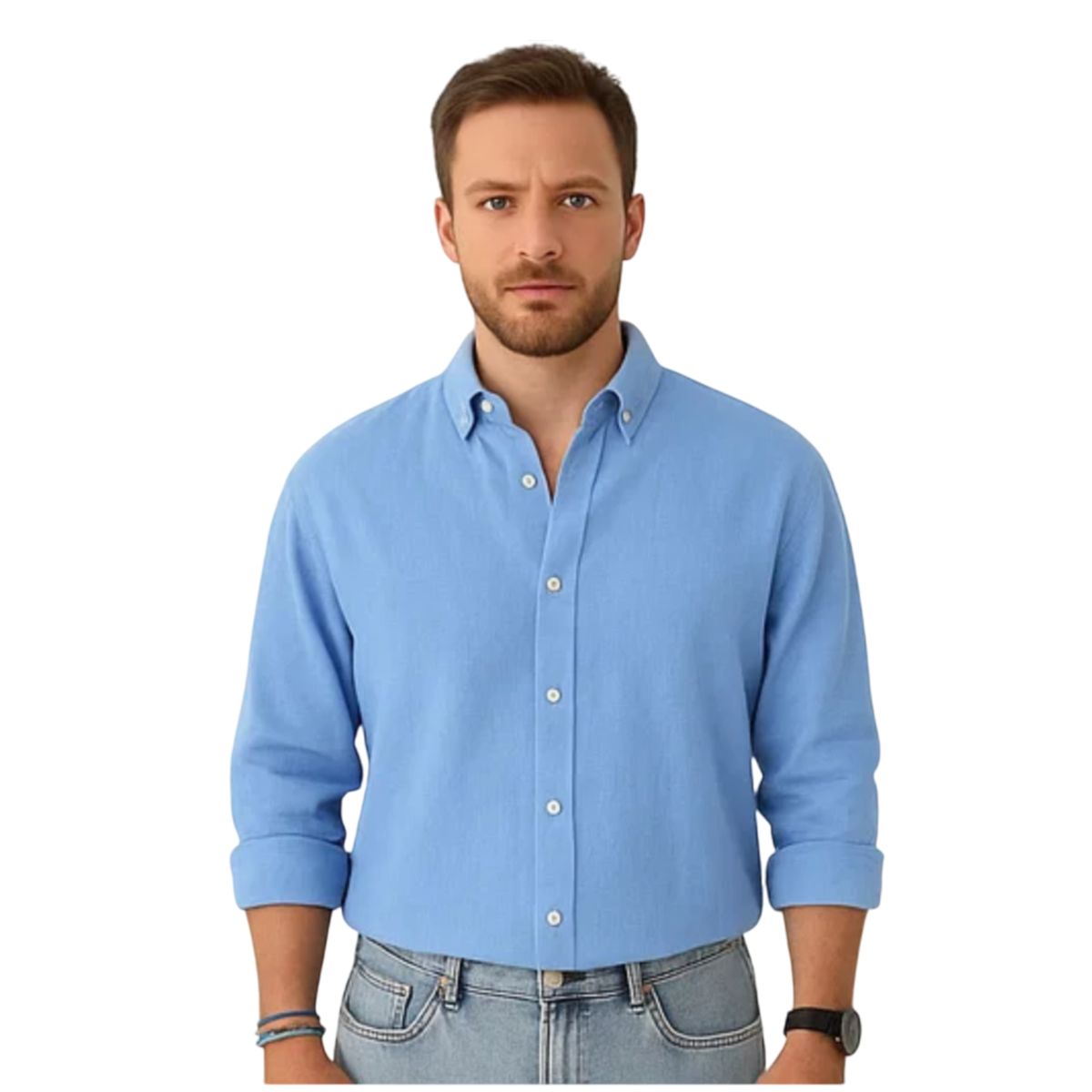 Men’s Casual Long Sleeve Button-Down Cotton Shirt