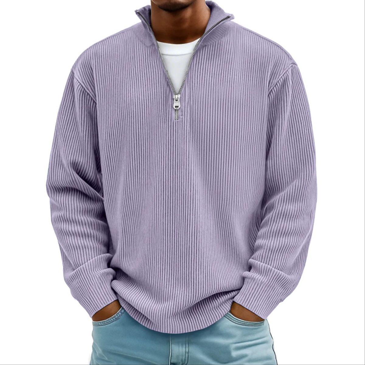 Men’s Corduroy Minimal Classic Quarter-Zip Pullover