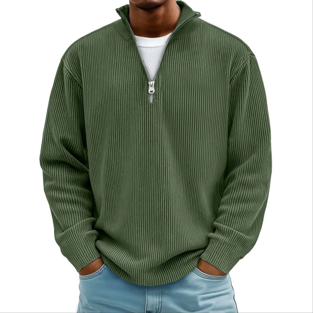 Men’s Corduroy Minimal Classic Quarter-Zip Pullover