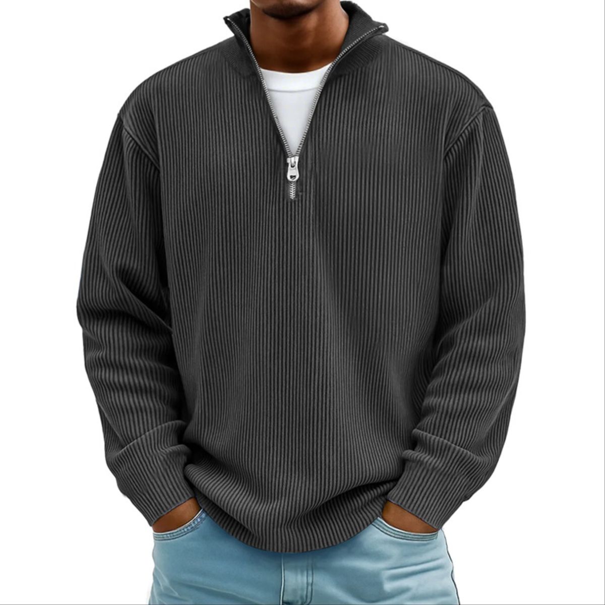 Men’s Corduroy Minimal Classic Quarter-Zip Pullover