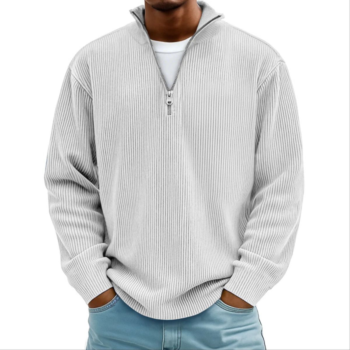 Men’s Corduroy Minimal Classic Quarter-Zip Pullover